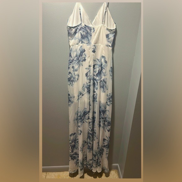 Maxi Dresse Sleeveless Floral Print V-Neck Lace Up Backless Polyester Long Dress - Picture 5 of 9